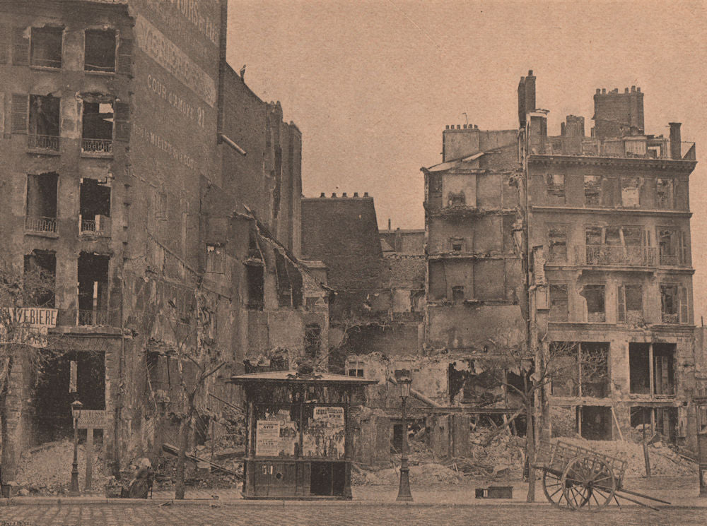 PARIS COMMUNE 1871. Place de la Bastille (Cour Damoy) c1873 old antique print